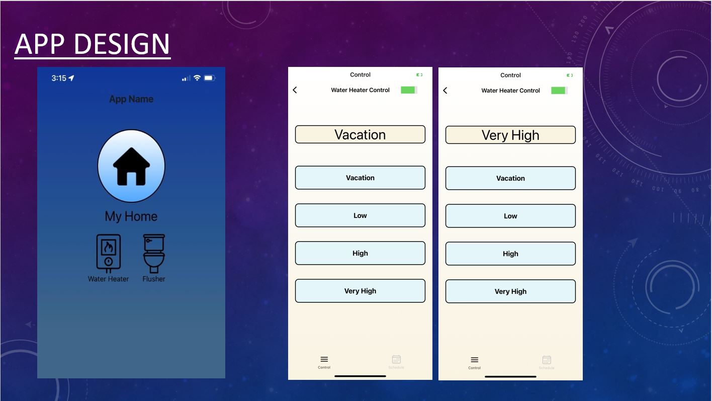 App Landing page and specific smart device controls